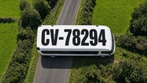 White van on rural road